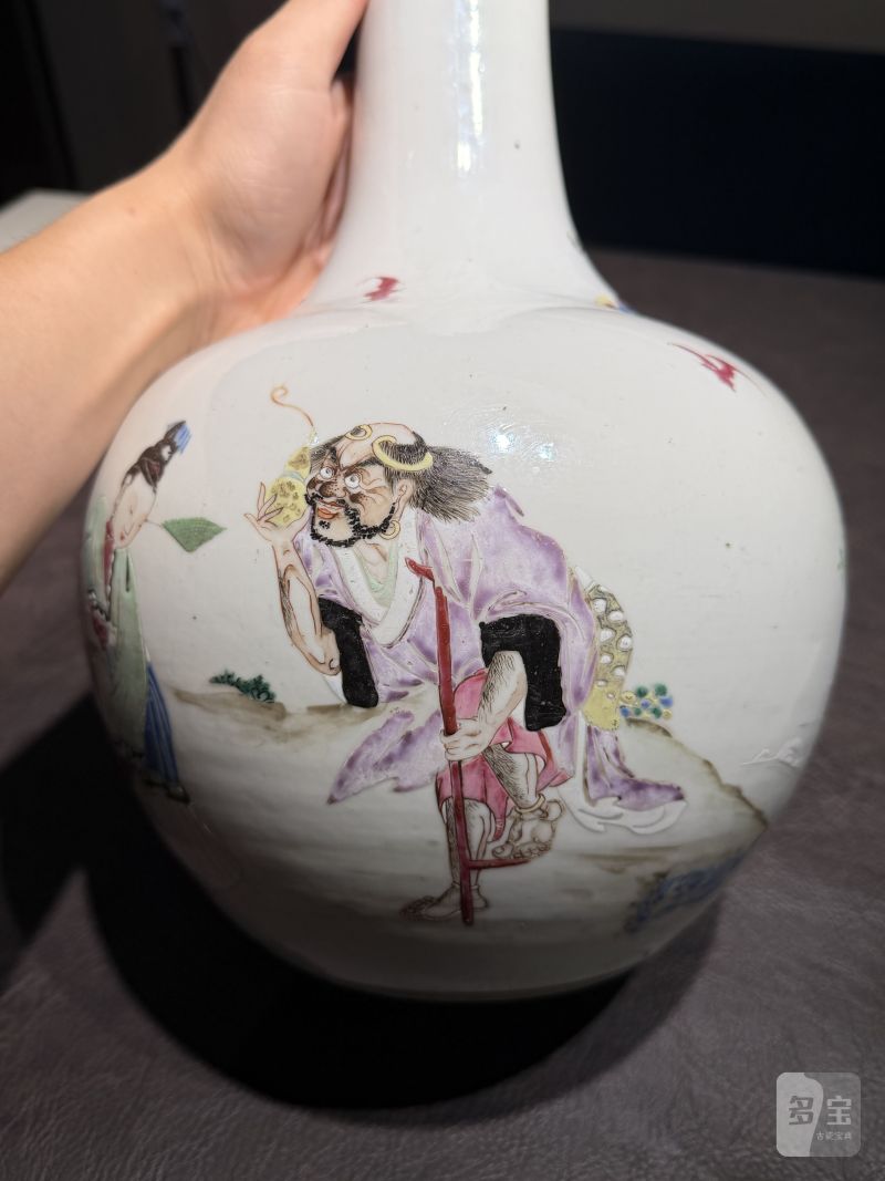 清雍正 粉彩八仙祝寿图天球瓶 - 图10